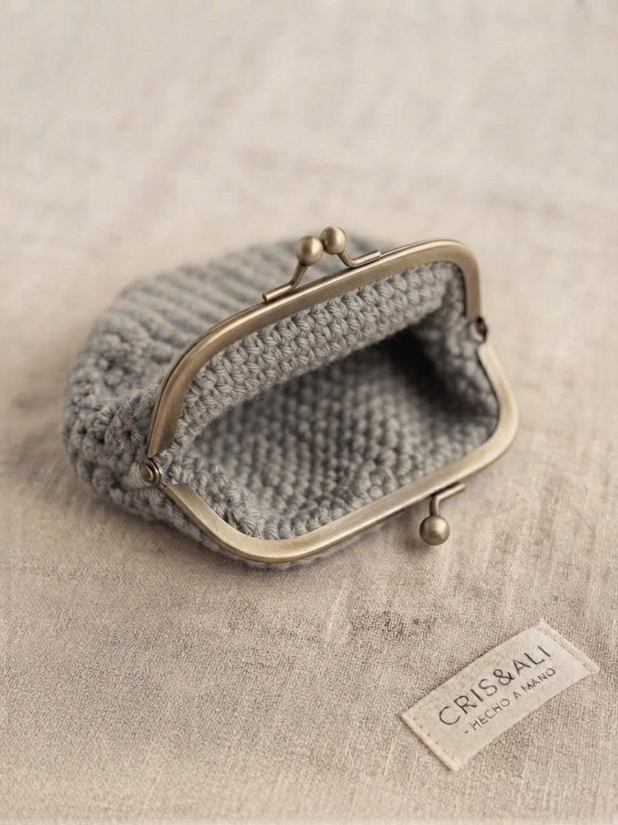 Monedero De Crochet Artesanal Con Cierre Metalico Vintage