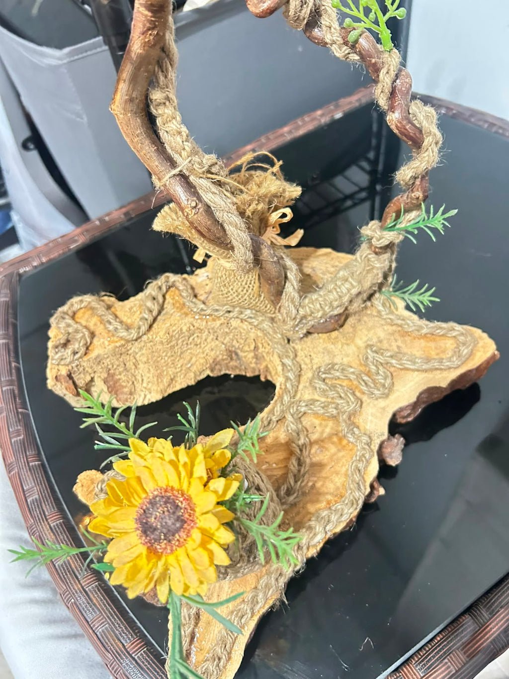 Lampara de mesa rústiva "BOSQUE Y GIRASOL"(edición única)